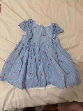 OshKosh B'gosh Blue Stripe Dress with Red Heart Accents